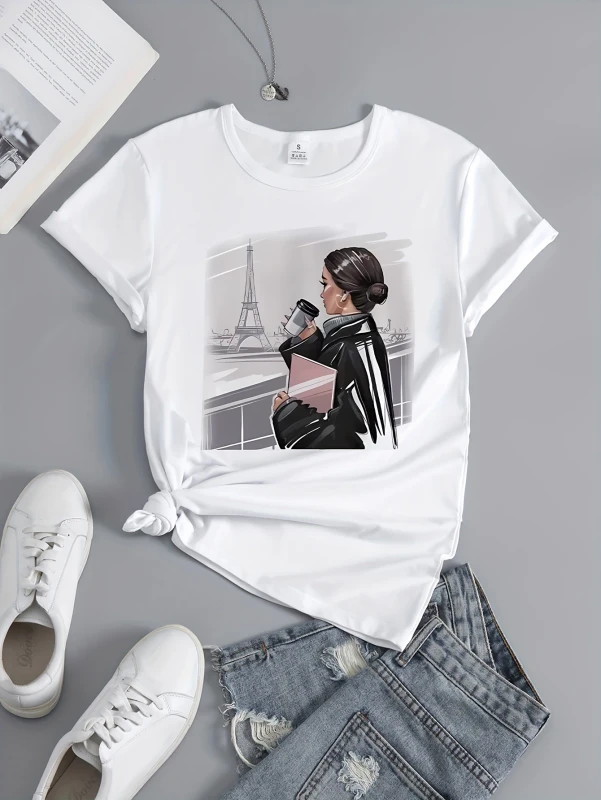 Womens-Breathable-Quick-Dry-Eco-Friendly-T-Shirt-Short-Sleeve-O-Neck-Casual-Work-Soft-Tops