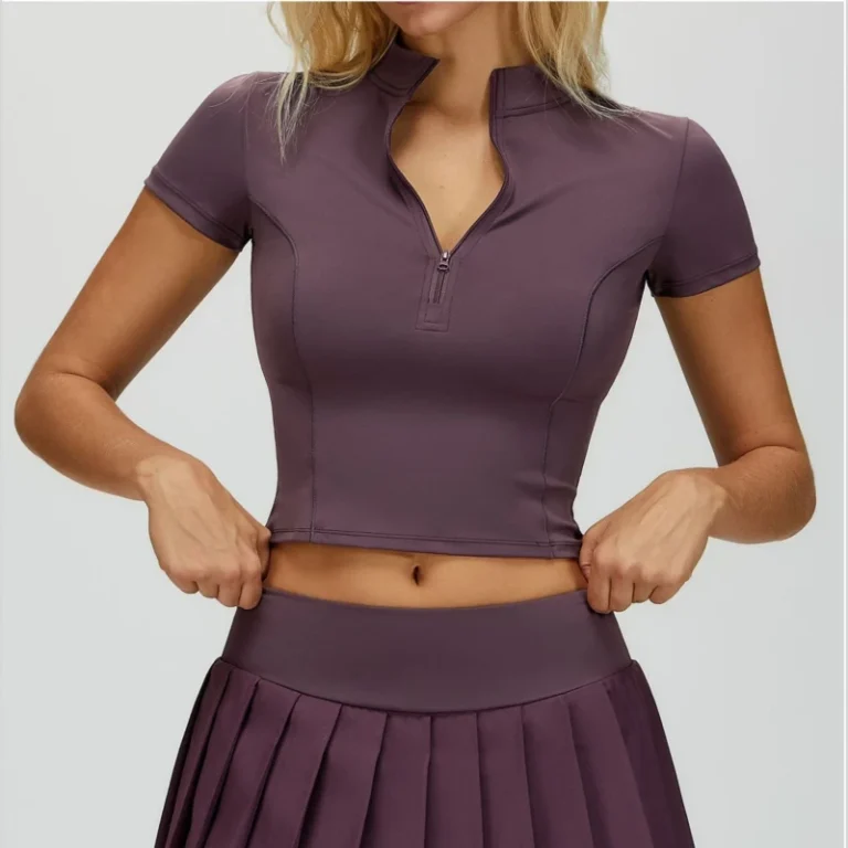 Womens-Breathable-Short-Sleeve-Stand-Neck-Half-Zipper-Sports-T-shirts-High-Elastic-Workout-Gym-Crop-Top-Sports-T-Shirts