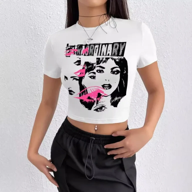 Womens-Casual-Digital-Print-T-shirt-Slim-fit-O-Neck-Printed-Short-sleeved-Color-blocking-Y2k-Clothing-Tops