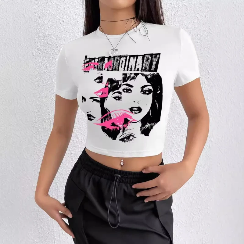 Womens-Casual-Digital-Print-T-shirt-Slim-fit-O-Neck-Printed-Short-sleeved-Color-blocking-Y2k-Clothing-Tops