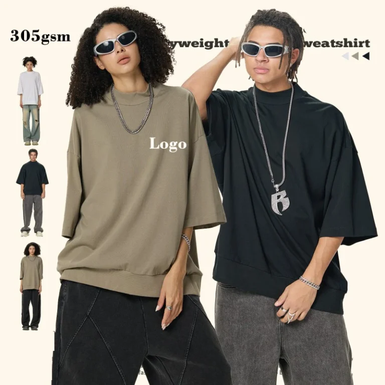 Womens-Casual-Short-Sleeves-T-shirt-Tops-Basic-Loose-Fit-Mock-Neck-Heavyweight-Tunic-Pullover-Batwing-Sleeve-Shirt