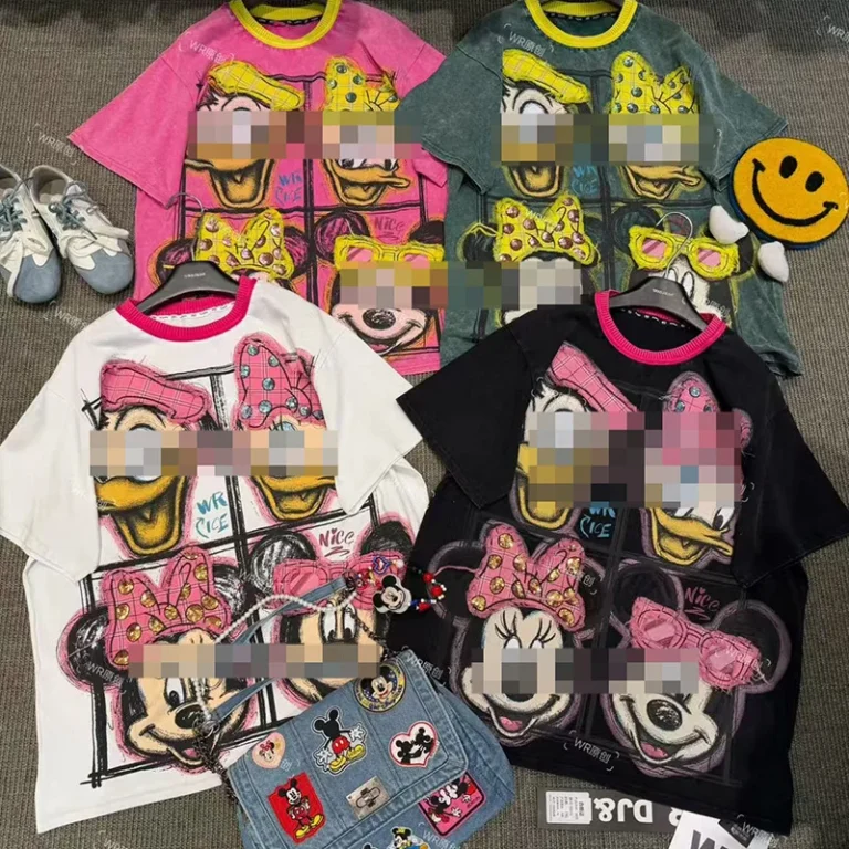 Womens-Cute-Cartoon-T-Shirt-Breathable-Round-Neck-Loose-Fit-Fashionable-Washable