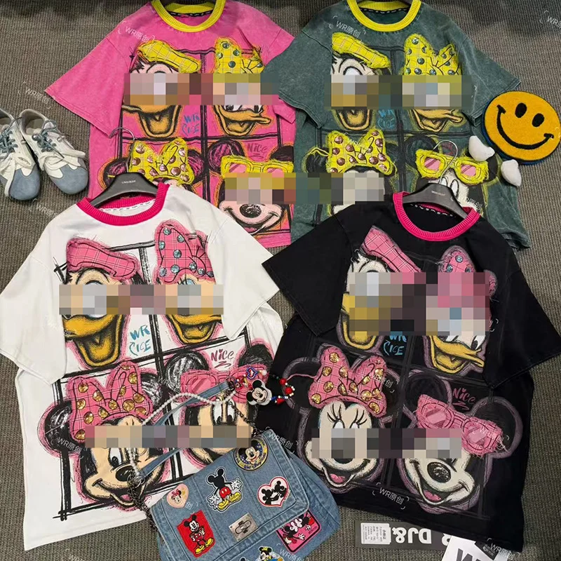 Womens-Cute-Cartoon-T-Shirt-Breathable-Round-Neck-Loose-Fit-Fashionable-Washable