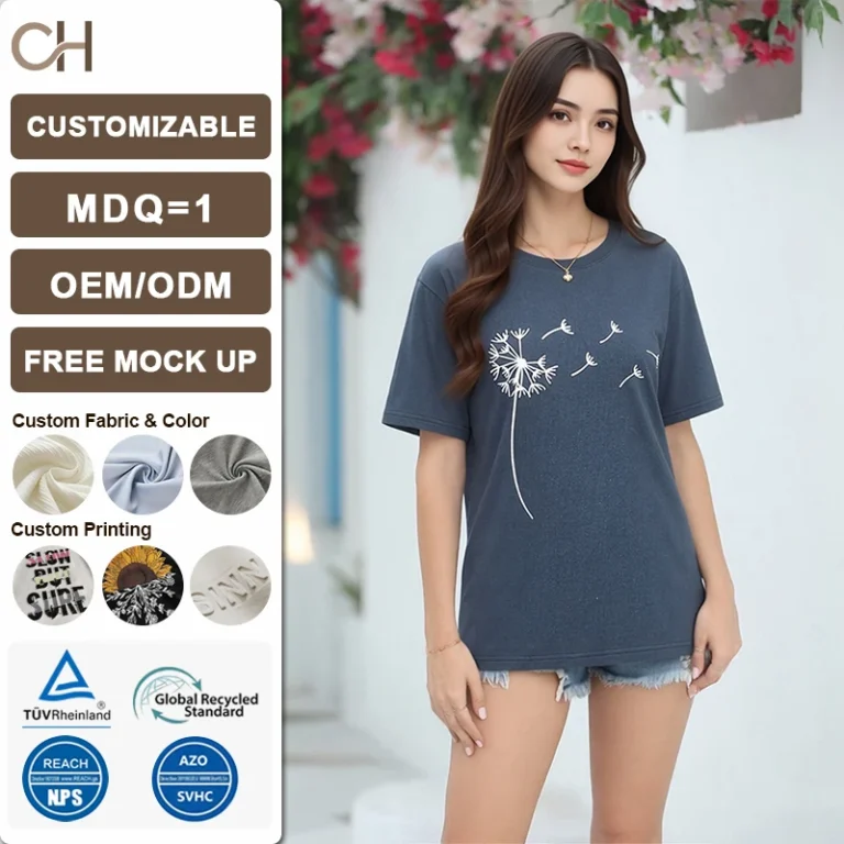 Womens-Dandelion-Print-T-Shirts-Cute-Graphic-Tees-Short-Sleeve-Summer-Cotton-Tee-Tops-Loose-US-EU-Sizes-Customizable