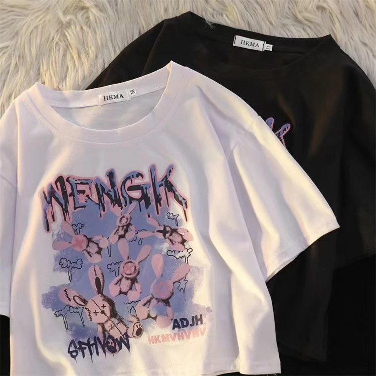 Womens-Eco-Friendly-Breathable-Casual-Short-Sleeve-100-Cotton-Knitted-Crew-Neck-Short-T-Shirt-Digital-Printing