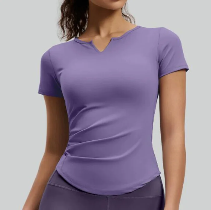 Womens-Fashion-Casual-Solid-Colour-V-Neck-Short-Sleeve-T-Shirts