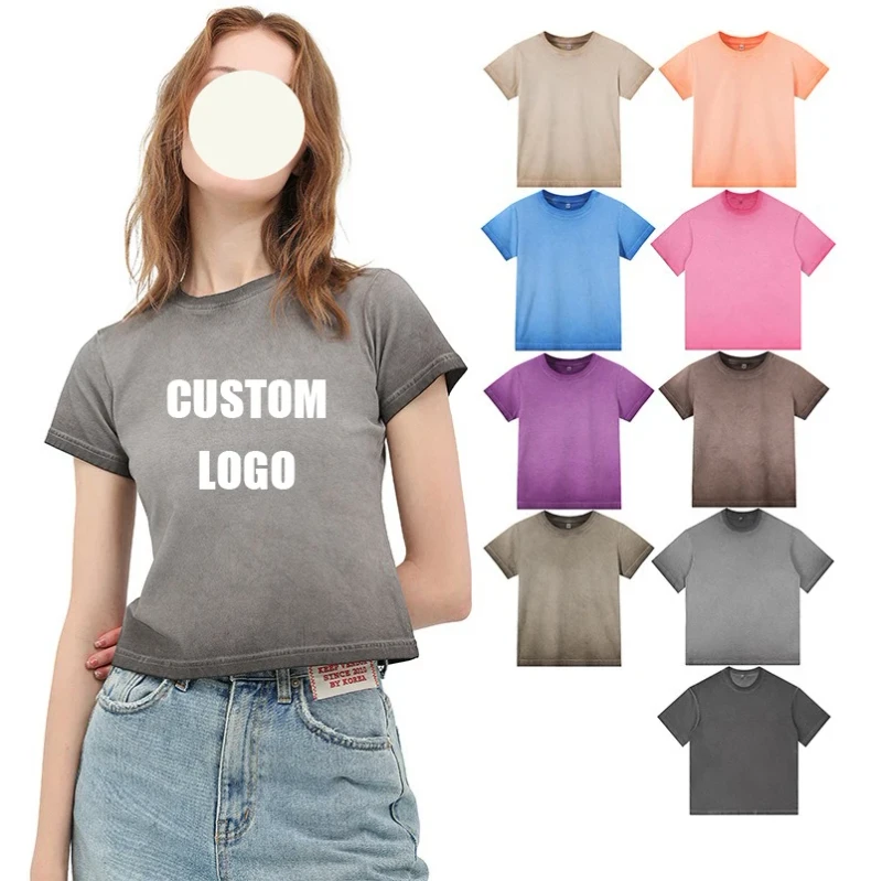 Womens-Fashion-Custom-Printed-240gsm-Cotton-Vintage-Slim-Fit-T-Shirt-Washed-Cropped-Outfit-Crop-Top-T-shirt