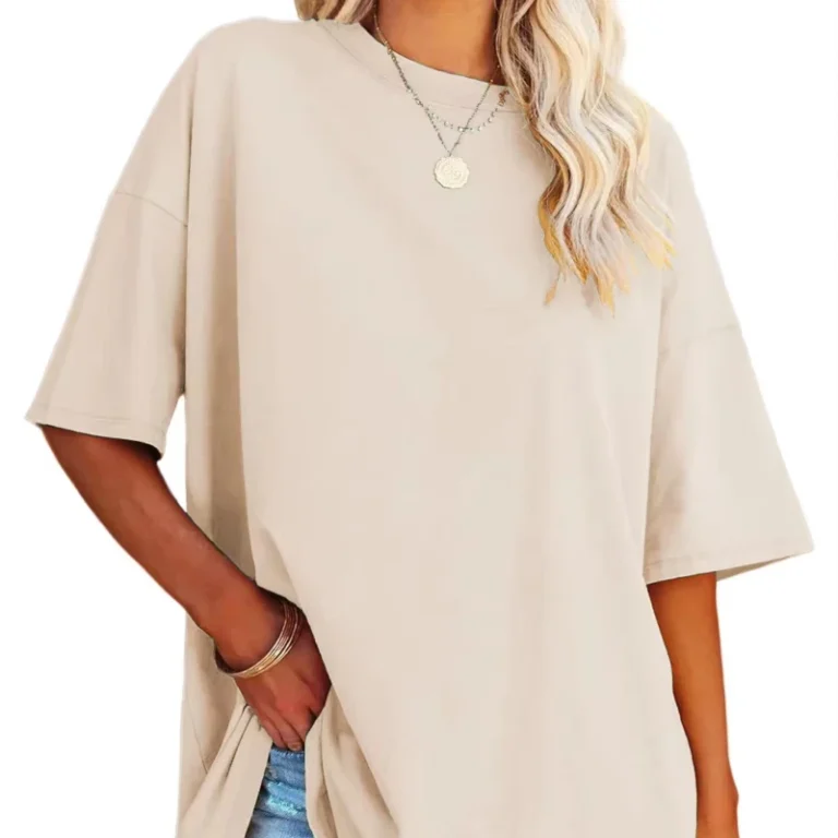 Womens-High-Quality-Polyester-Cotton-Knitted-T-Shirt-Drop-Shoulder-Long-Loose-Oversize-Street-Style-Plus-Casual-Summer-Wear