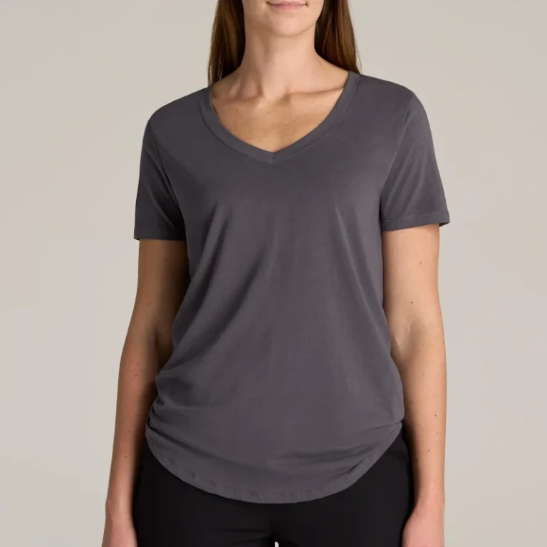 Womens-High-Quality-Regular-Fit-v-Neck-T-shirts-with-Curved-Bottom-Hem