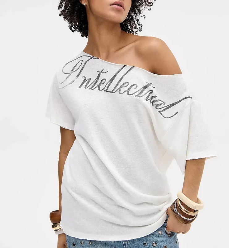 Womens-New-Arrival-Short-Sleeve-T-Shirt-Top-Breathable-Casual-Print-Design-One-shoulder-Cold-shoulder-Summer-Collection