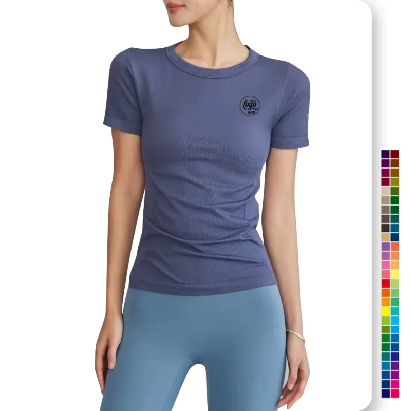 Womens-Plain-Short-Sleeve-T-Shirts-Ladies-Quick-Dry-Polyester-Spandex-Summer-Gym-O-Neck-T-Shirt-Women-Slim-Fit-Tee