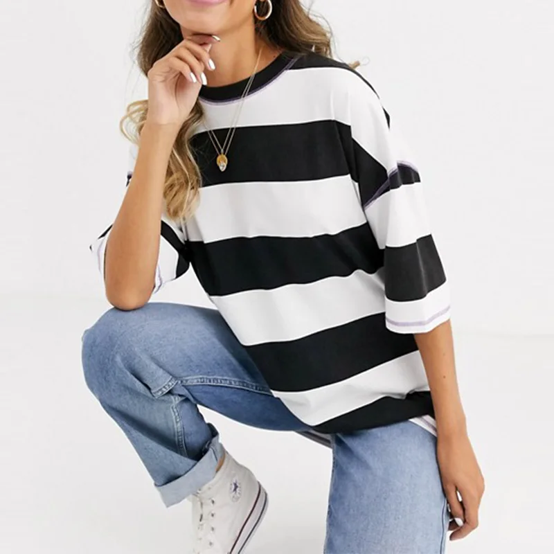 Womens-Plus-Size-Cotton-T-Shirts-Custom-Logo-Embroidery-Breathable-Casual-Solid-Pattern-Summer-Season-Patches-Long-Short-1