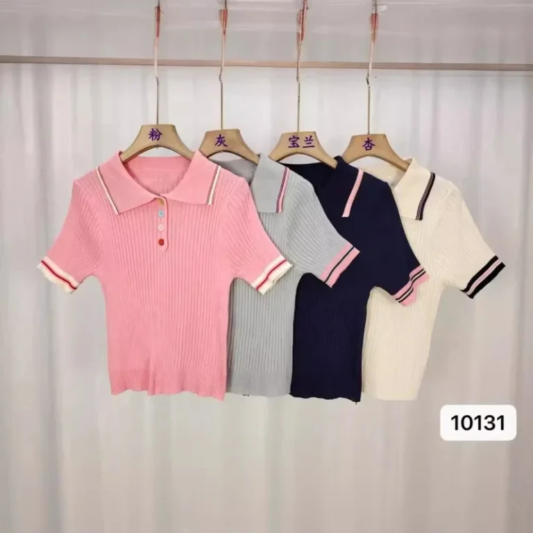 Womens-Polo-Collar-Color-Block-Knit-Short-Sleeve-Retro-Turn-Down-Collar-Slim-Fit-Casual-Top