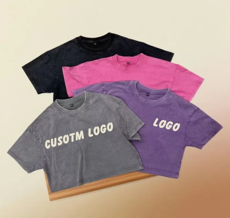 Womens-Retro-230GSM-Wash-Loose-Old-T-shirt-100-Cotton-Short-Sleeve-Gray-Color-Clothing-Custom-logo-Puff-Printing-Women-T-shirt