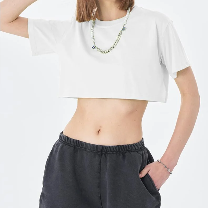 Womens-Retro-Washed-Vintage-Cotton-Cropped-T-Shirt-Casual-Soild-Short-Sleeve-Workout-Crop-Top-Sexy