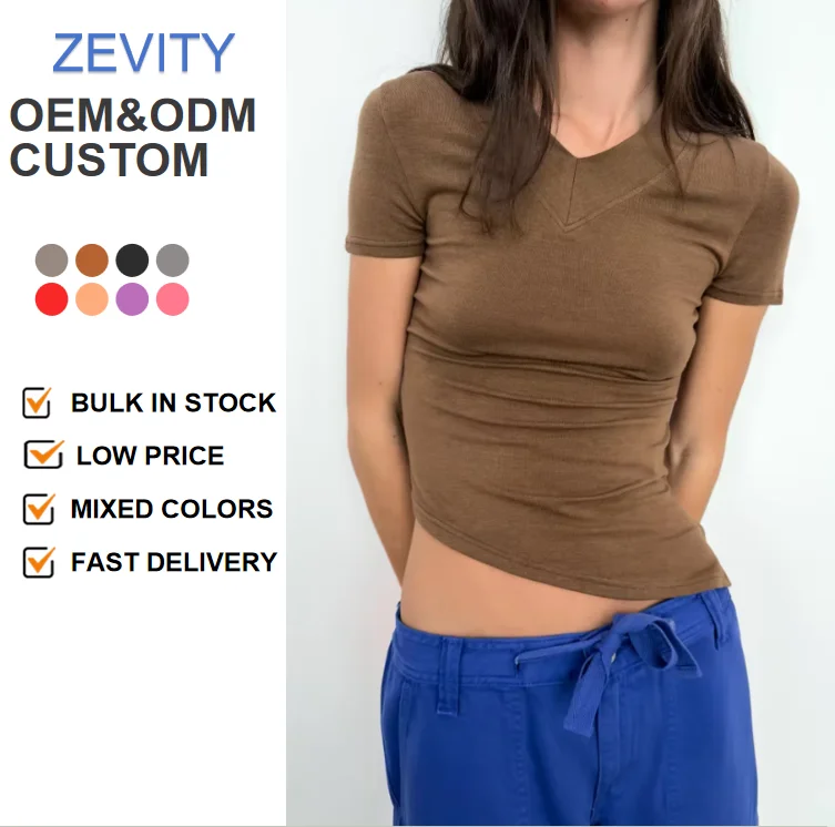 Womens-Simply-Solid-Color-Knitwear-Slim-T-Shirt-Female-Short-Sleeve-Hem-Asymmetrical-Chic-Tee-Shirt-Tops-Lady-Mujer