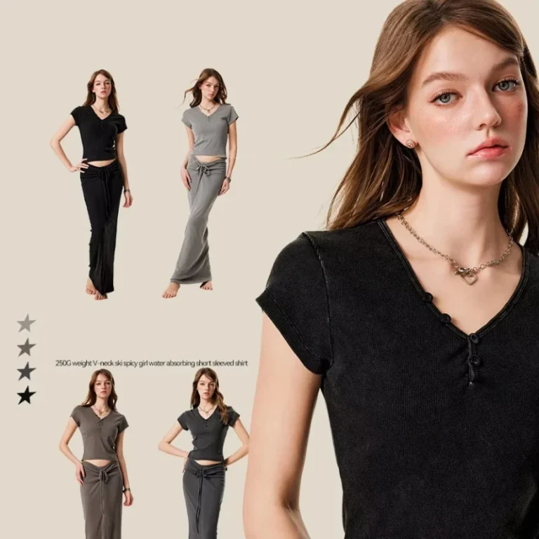 Womens-Slim-Fit-Summer-V-Neck-T-Shirt-Casual-Printed-Short-Sleeves-Eco-Friendly-Breathable-Knitted-Fabric
