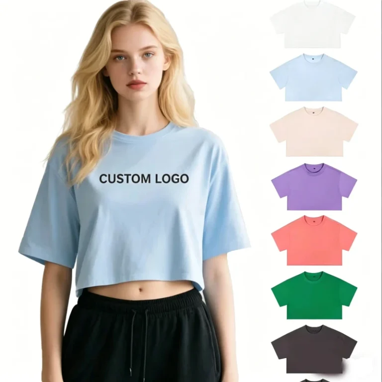Womens-Solid-T-Shirts-210-GSM-100-Cotton-Cropped-Loose-Fit-Short-Sleeve-Anti-Pilling