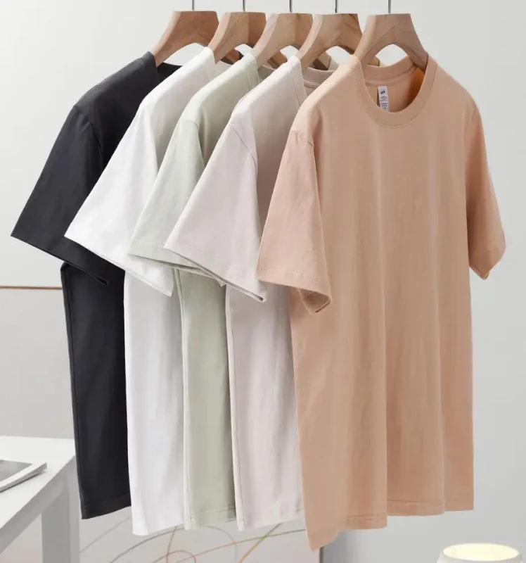 Womens-Summer-100-Cotton-Slim-Fit-Short-Sleeve-Solid-Color-Quick-Dry-Eco-Friendly-T-Shirt-with-Custom-Logo
