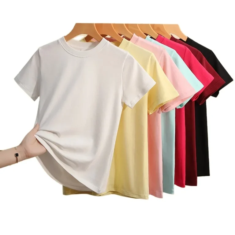 Womens-Summer-Short-Sleeve-Skinny-T-shirts-Young-Girls-Cotton-Spandex-Basic-T-Shirts
