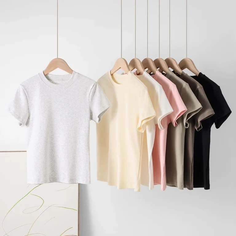 Womens-Summer-Short-Sleeved-Slim-Fit-T-Shirt-100-Cotton-Knitted-Anti-Pilling-Quick-Dry-Trendy-Fashion-Niche-Youth