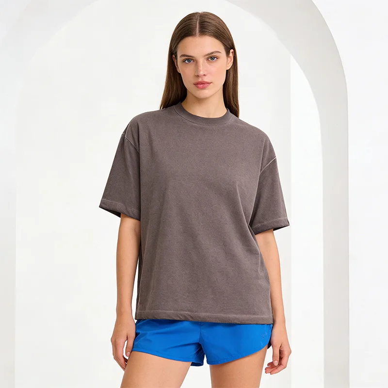 Womens-T-shirt-Vintage-Gradient-Pure-Cotton-Comfortable-and-Versatile-Top-1