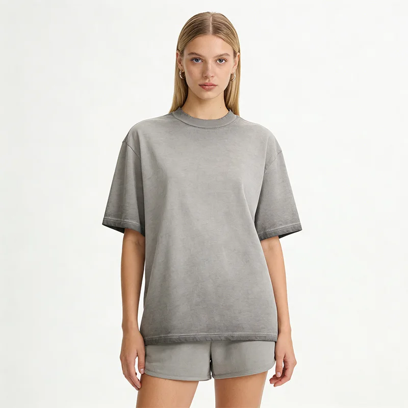 Womens-T-shirt-Vintage-Gradient-Pure-Cotton-Comfortable-and-Versatile-Top-2