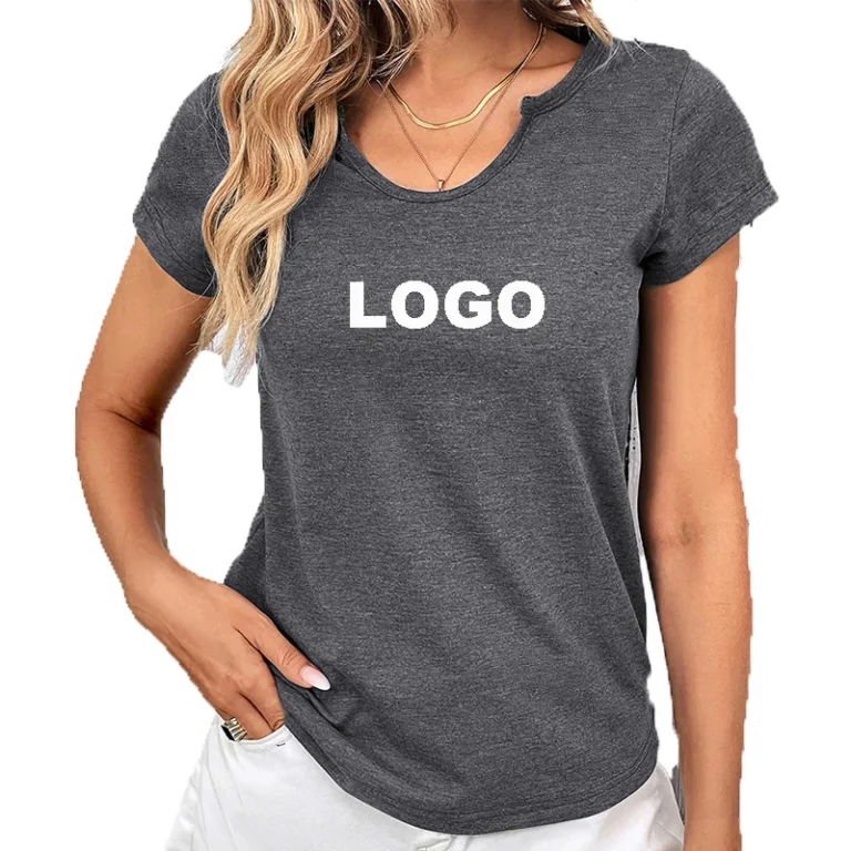 Womens-T-shirts-Designer-Soft-Fabric-Custom-T-shirts-With-Logo-Irregular-Round-Neck-Sports-T-shirts-for-Women