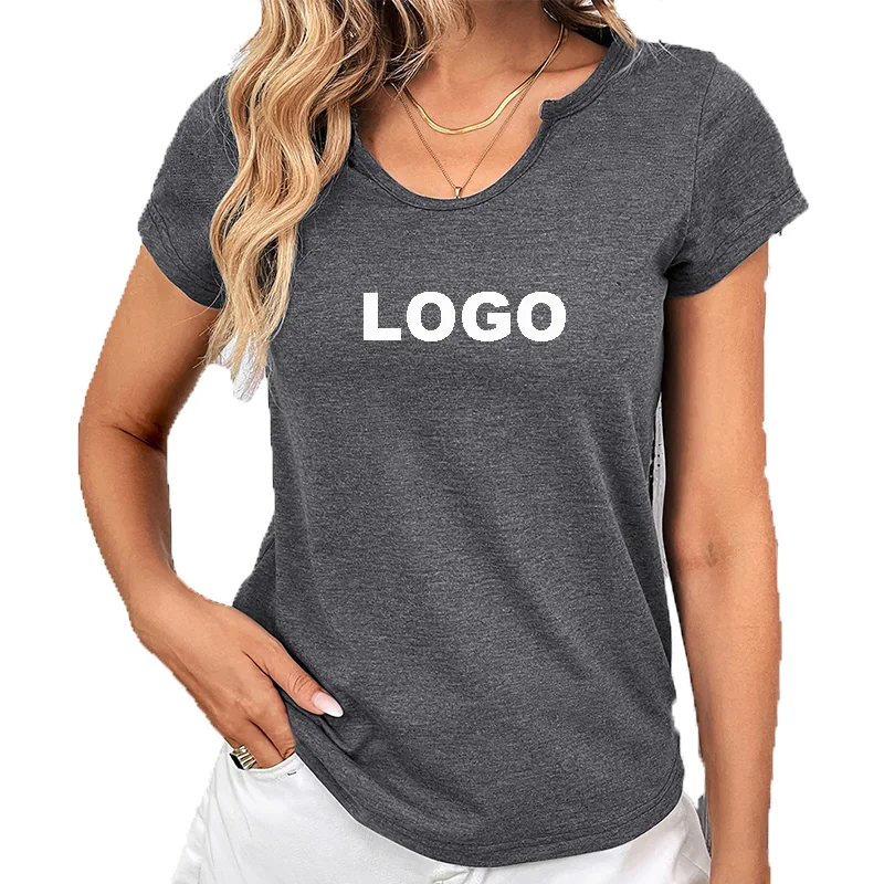 Womens-T-shirts-Designer-Soft-Fabric-Custom-T-shirts-With-Logo-Irregular-Round-Neck-Sports-T-shirts-for-Women