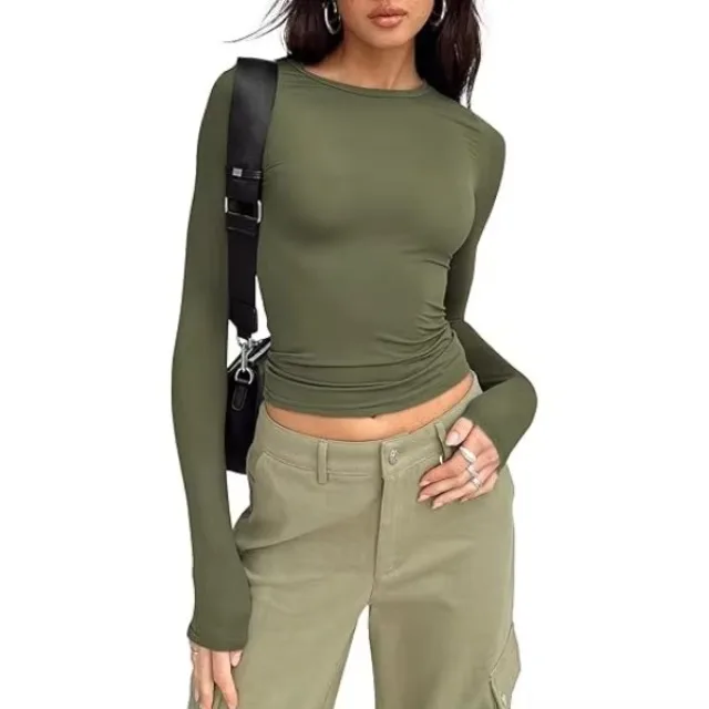 Womens-Trendy-Waist-Baring-Cropped-T-shirts-Underscrubs-Layer-Slim-Fit-Long-Sleeves-Stretchy-Basic-Crop-Tops-T-Shirt