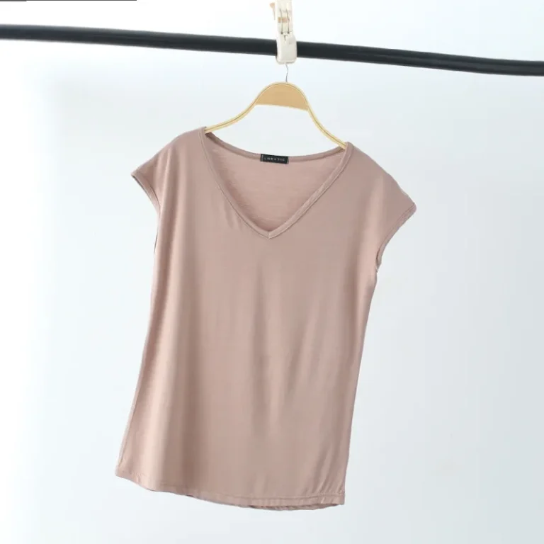 Womens-V-Neck-Sleeveless-T-Shirt-Breathable-Plain-Dyed-Soft-Bit-Cotton-Blend-Casual-Top-with-Butterfly-Sleeves-for-Summer