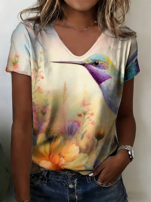Womens-V-neck-T-shirt-Stylish-Breathable-and-Cool-Perfect-for-Outings-1