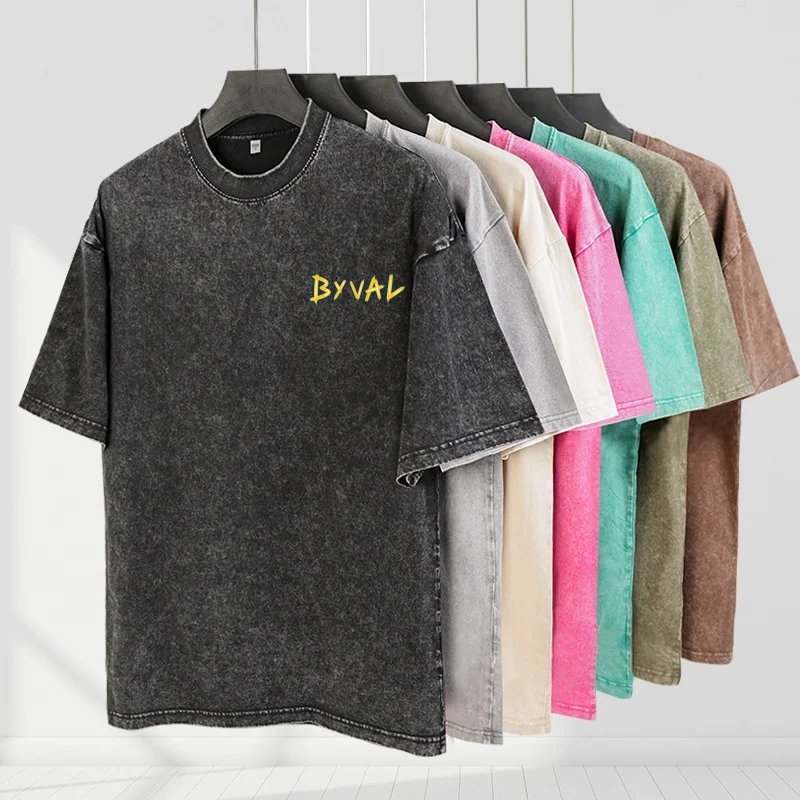 Womens-Vintage-Heavyweight-100-Cotton-Washed-Knitted-O-Neck-T-Shirt-Custom-Logo-Promotional-Cultural-Tee