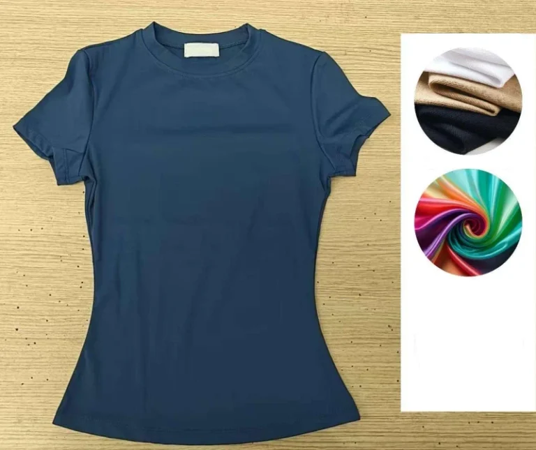 Womens-Yoga-Pilates-Fitness-Training-Cute-Solid-Short-sleeved-Navel-baring-Tight-Spandex-Moisture-wicking-Quick-drying-T-shirt
