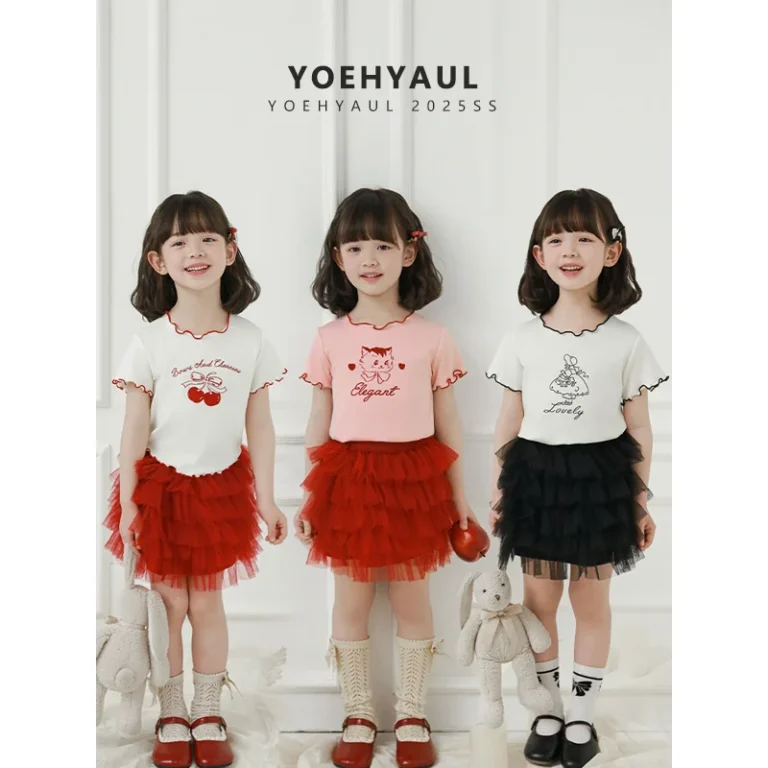X4728-90-Cotton-10-Spandex-Kids-Tshirts-Cute-Cherry-Childrens-Tee-Shirt-Girls-Tops-and-T-Shirt