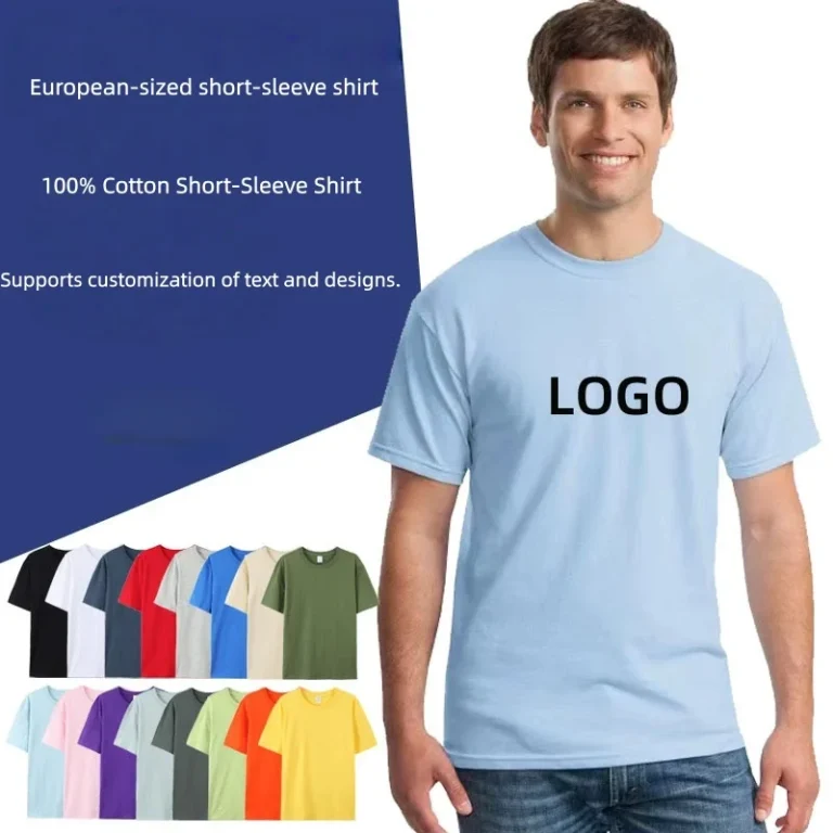 breathable-pure-cotton-short-sleeve-T-shirts-crew-neck-printed-with-logos-or-text-ideal-for-promotional-use