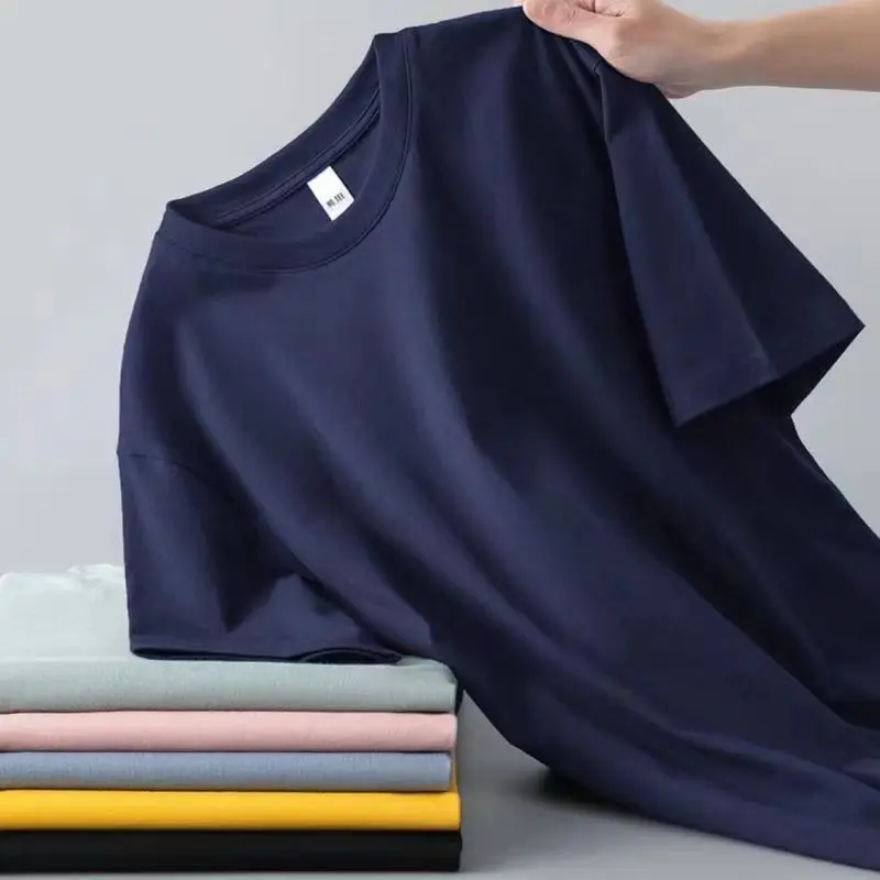 can-be-custom-Short-Sleeved-T-shirt-Mens-Summer-Half-Sleeved-T-shirt-Round-Neck-Base-Shirt-Simple-Solid-Color-Loose-Top-Clothes